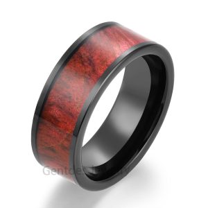Black Tungsten Ring, Comfort Fit, Wood Ring, Wedding Bands
