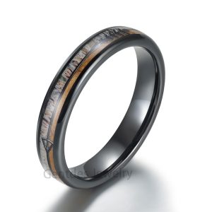4MM Mens Wedding Band, Ceramic Ring, Wedding Ring, Ring for Men, Wood Ring, Antler Ring, Comfort Fit