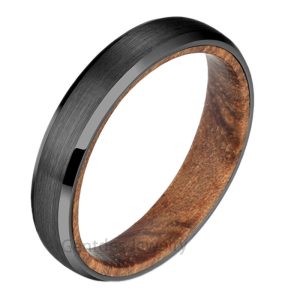 Titanium Ring, Wood Rings, Gun Gray Men Jewelry,Wooden Wedding Bands