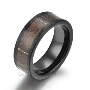 Real Circuit Ring, Mens Wedding Band, Computer Circuit, 8MM Wide Tungsten