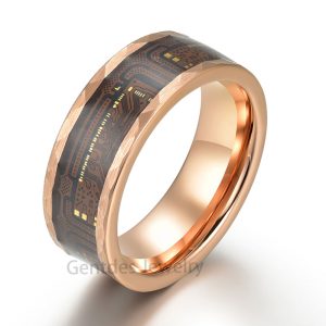 Tungsten Ring, Real Circuit Ring, Mens Wedding Band, Computer Circuit, 8MM Wide Tungsten