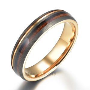 6MM Tungsten , Mens Wedding Band,  Rose Gold Mens Ring