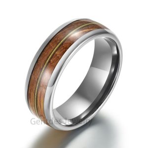 8MM Wide Tungsten Wood Wedding Band, Men Ring, Wedding Ring,Ring for Men, Comfort Fit