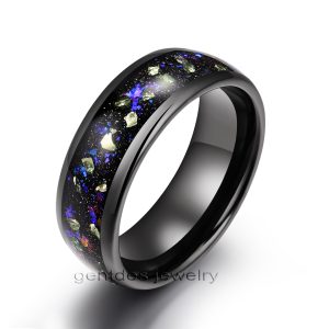 Black Tungsten Ring, Comfort Fit, High Polish, Glitter Ring, Wedding Bands Ring, 8MM Mens Engagement Ring