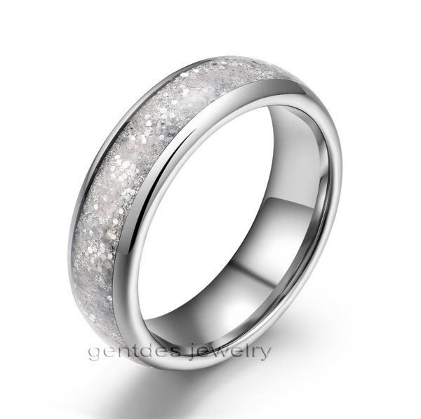 Silver Tungsten Ring, 8MM Comfort Fit, Shiny Glitter Ring, Wedding Bands Ring, Mens Engagement Ring