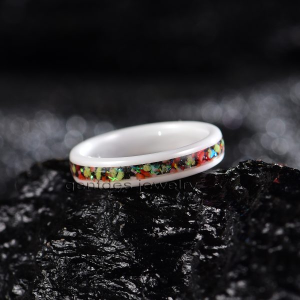 2MM White Ceramic Ring, Glow Ring, Wedding Bands, Engagement Ring, Comfort Fit, Ring For Women - 图片 2