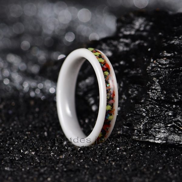 2MM White Ceramic Ring, Glow Ring, Wedding Bands, Engagement Ring, Comfort Fit, Ring For Women - 图片 3