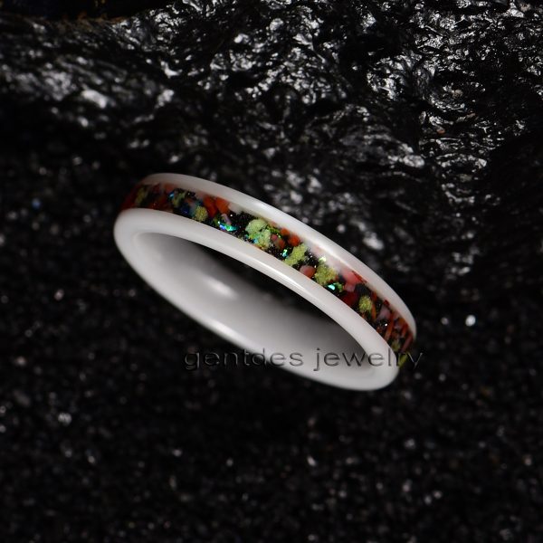 2MM White Ceramic Ring, Glow Ring, Wedding Bands, Engagement Ring, Comfort Fit, Ring For Women - 图片 4