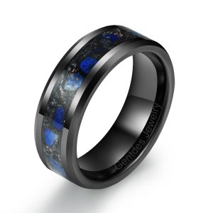 8MM Black Ring, Tungsten Wedding Bands, Engagement Ring, Beveled Edge, High Polish, Ring For Men