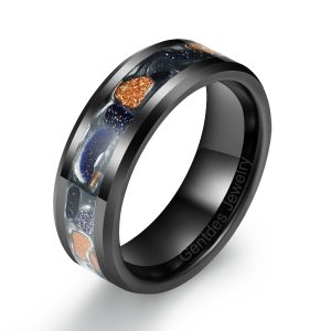 Tungsten Carbide Ring, Wedding Ring, 8MM Black Ring, Beveled Edge, High Polish, Mens Engagement Bands