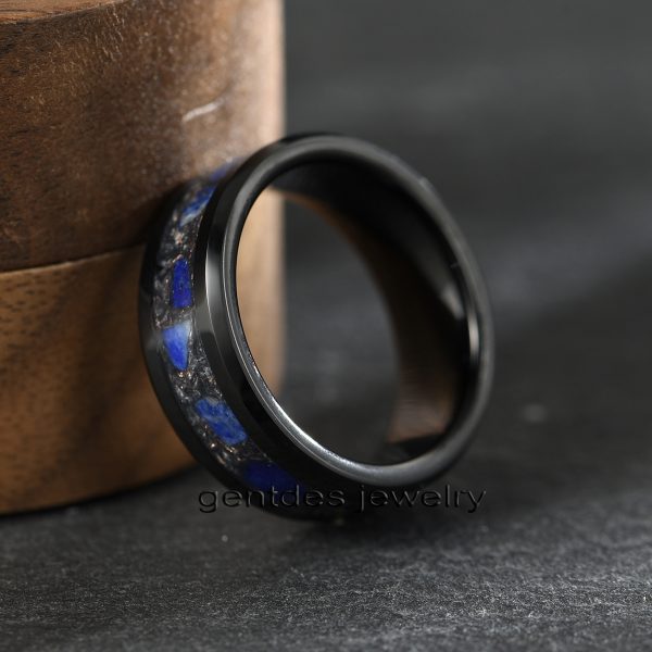 8MM Black Ring, Tungsten Wedding Bands, Engagement Ring, Beveled Edge, High Polish, Ring For Men - 图片 2