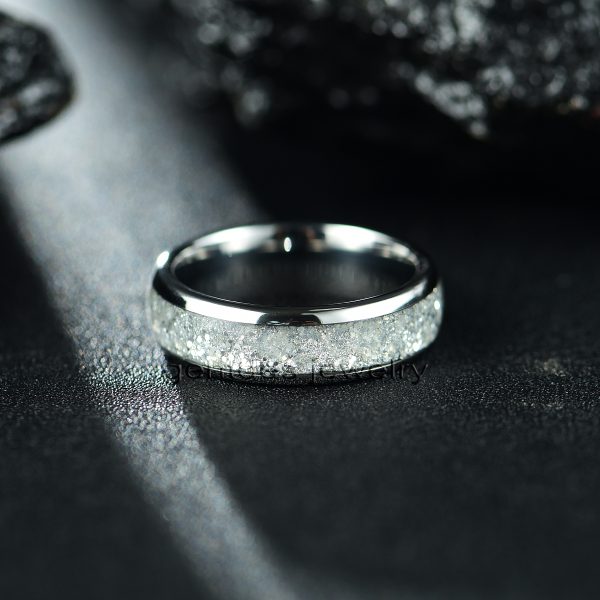 Silver Tungsten Ring, 8MM Comfort Fit, Shiny Glitter Ring, Wedding Bands Ring, Mens Engagement Ring - 图片 3