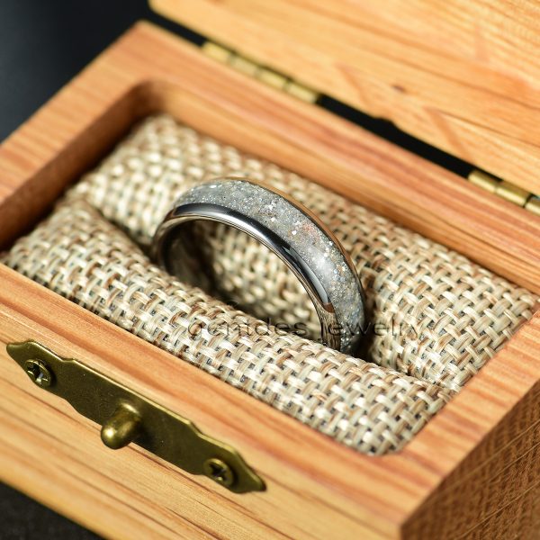 Silver Tungsten Ring, 8MM Comfort Fit, Shiny Glitter Ring, Wedding Bands Ring, Mens Engagement Ring - 图片 6