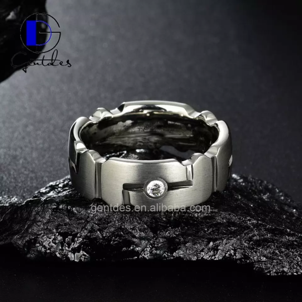 Tungsten Wedding Ring, White Zircon Ring, Silver Tungsten Ring, Cz Engagement Band, Engarved Ring, Wedding Band For Men - 图片 2