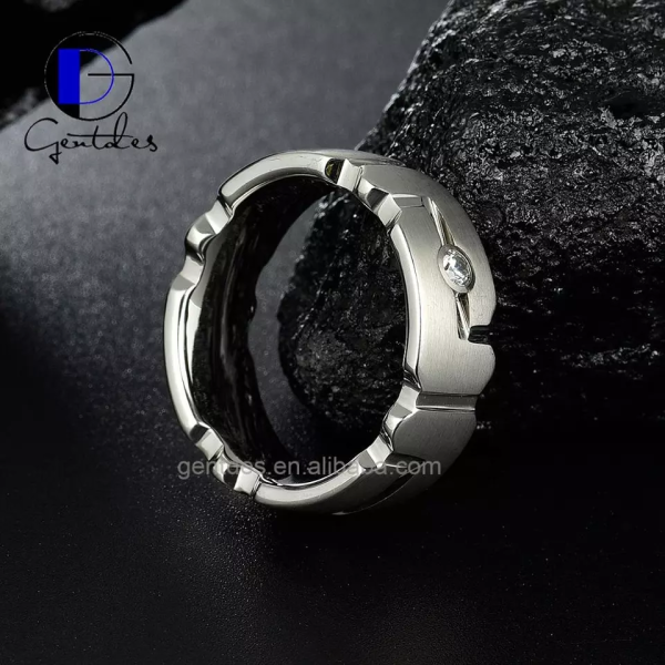Tungsten Wedding Ring, White Zircon Ring, Silver Tungsten Ring, Cz Engagement Band, Engarved Ring, Wedding Band For Men - 图片 3