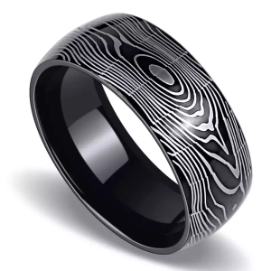 Damascus Steel Ring, Custom Mokume Ring, Mens  Ring, 8MM Comfort Fit