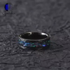 Men's Tungsten Carbide Rings, Opal Wedding Band Ring For Her, Comfort Fit, 8mm Hammered Ring - 图片 2