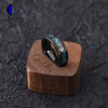 Men's Tungsten Carbide Rings, Opal Wedding Band Ring For Her, Comfort Fit, 8mm Hammered Ring - 图片 3
