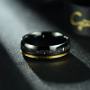 8MM Mens Ring, Black And Gold Tungsten Ring, Crushed Meteorite Ring, Wedding Band, Mens Tungsten Band - 图片 2