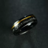 8MM Mens Ring, Black And Gold Tungsten Ring, Crushed Meteorite Ring, Wedding Band, Mens Tungsten Band - 图片 4