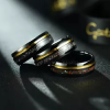 8MM Mens Ring, Black And Gold Tungsten Ring, Crushed Meteorite Ring, Wedding Band, Mens Tungsten Band - 图片 6