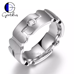 Tungsten Wedding Ring, White Zircon Ring, Silver Tungsten Ring, Cz Engagement Band, Engarved Ring, Wedding Band For Men