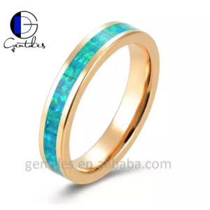 Tungsten Wedding Band, Opal Ring, Engagement Anniversary Band, Rose Gold Tungsten Ring
