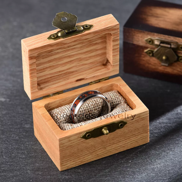 Dinosaur Bone Ring, Comfort Fit 8mm, Crushed Dinosaur Bone and Meteorite Debris Ring, Mens Wedding Ring - 图片 5