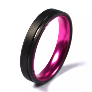 Titanium Ring Wedding Band, Minimalist Engagement Ring, Two-tone Ring, Simple Plain Rings For Men And Women, Centre Groove Comfort Fit