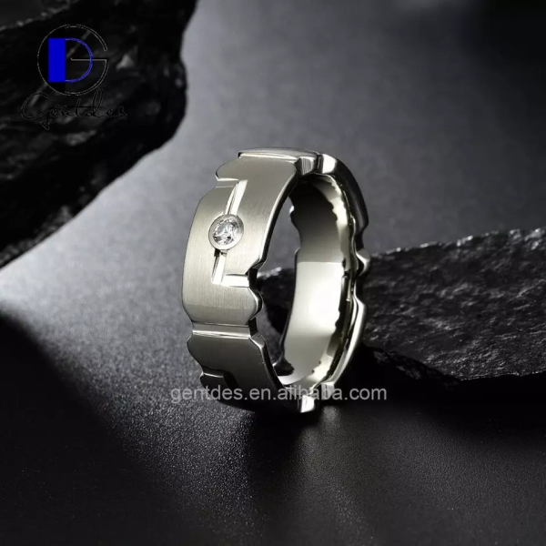 Tungsten Wedding Ring, White Zircon Ring, Silver Tungsten Ring, Cz Engagement Band, Engarved Ring, Wedding Band For Men - 图片 4