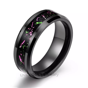 Black Tungsten Ring, Comfort Fit, Wedding Ring Gold Foil, Wedding Band Man