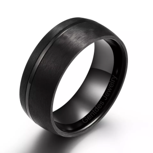 Black Carbon Fiber Ring, Tungsten Steel Inner, Wedding Bands Ring, Comfort Fit 8MM