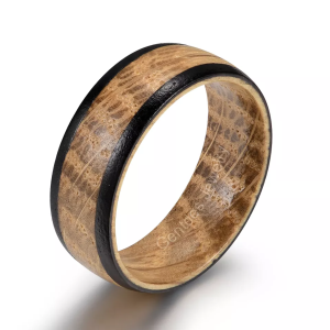 Whiskey Barrel Wood Ring, Ebony Wood, Wedding Ring, Ring for Men, Comfort Fit