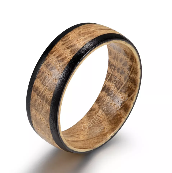 Whiskey Barrel Wood Ring, Ebony Wood, Wedding Ring, Ring for Men, Comfort Fit