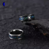 Men's Tungsten Carbide Rings, Opal Wedding Band Ring For Her, Comfort Fit, 8mm Hammered Ring - 图片 4