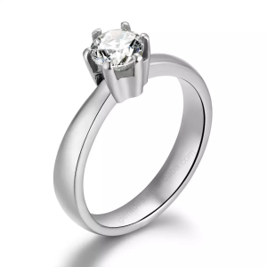 Titanium Wedding Ring,  White CZ Ring, Anniversary Ring, Ladies Wedding Ring