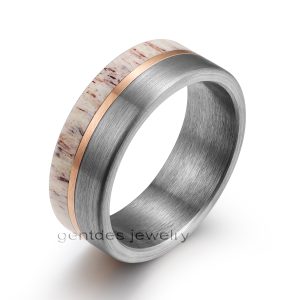 8MM Silver Ring,Antler Ring,Tungsten Carbide Ring,Men Wedding Bands,Rose Gold Plated