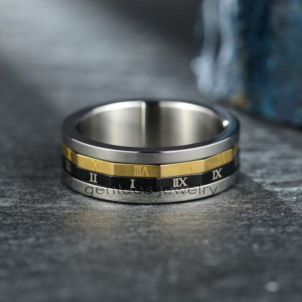 Unique Ring, Stainless Steel Wedding Ring, Sliver Ring, Numerals Rotatable Ring,Men’s Women's Anniversary Ring - 图片 3