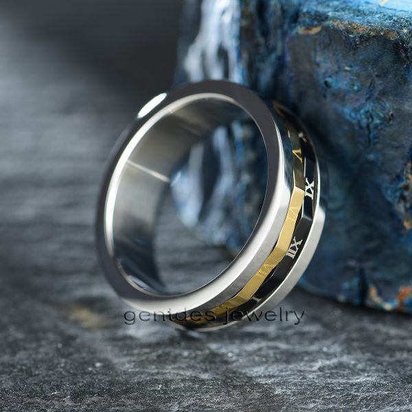 Unique Ring, Stainless Steel Wedding Ring, Sliver Ring, Numerals Rotatable Ring,Men’s Women's Anniversary Ring - 图片 2