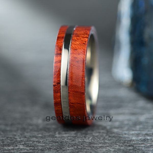 Titanium Ring, Rose Wood Ring, Mens Wedding Ring, Mens Engagement Ring - 图片 2