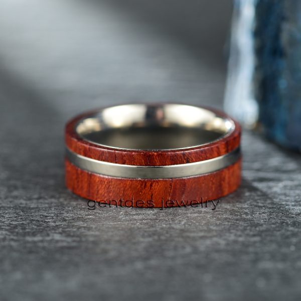 Titanium Ring, Rose Wood Ring, Mens Wedding Ring, Mens Engagement Ring - 图片 3