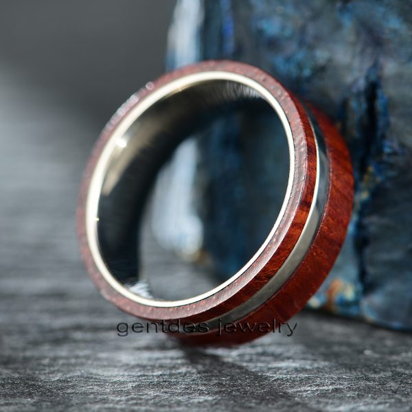 Titanium Ring, Rose Wood Ring, Mens Wedding Ring, Mens Engagement Ring - 图片 4