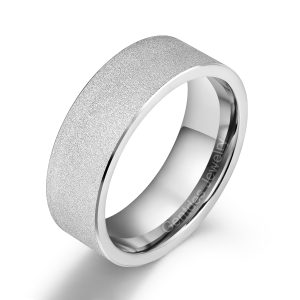 Titanium Wedding Ring, Delicate Engagement Ring, Flash Glitter Ring, Silver Shiny Ring, Comfort Fit 8MM