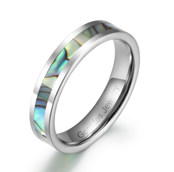 Abalone Shell Tungsten Ring, 4mm Wedding Ring, Engagement Ring, Anniversary Engagement Gift