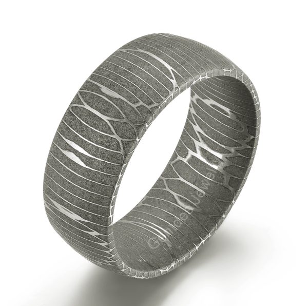 Damascus Steel Ring,Wedding Bands Ring, 8MM Silver Ring, Promise Ring, Egagement Ring, Comfort Fit Ring, Unique Texture Ring