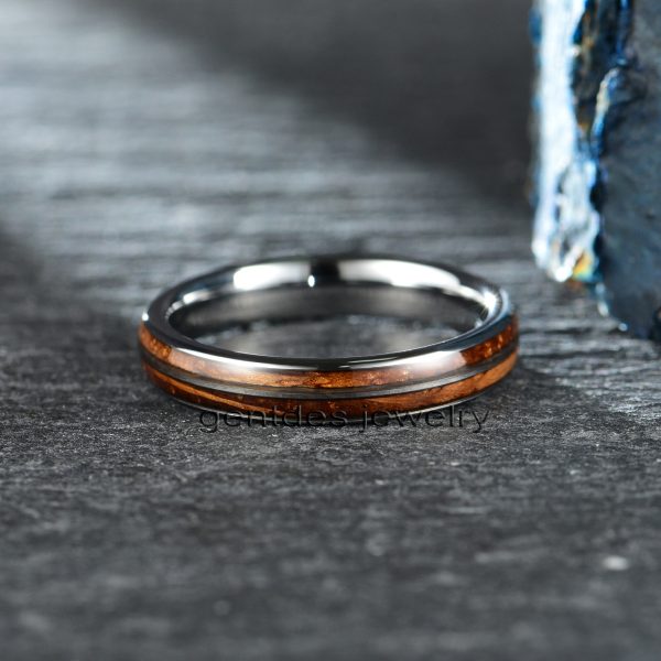Tungsten Crbide Ring, OliveWood Ring, Whisky Barrel Wood Ring, Wooden Ring,Unisex Anniversary Ring, Wedding Ring - 图片 2