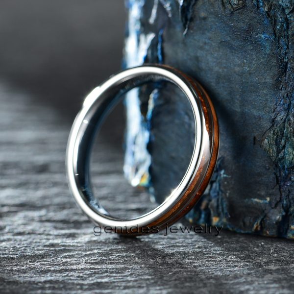 Tungsten Crbide Ring, OliveWood Ring, Whisky Barrel Wood Ring, Wooden Ring,Unisex Anniversary Ring, Wedding Ring - 图片 4