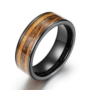 Tungsten Crbide Ring, Tobacco Ring, Whisky Barrel Wood Ring, Wooden Ring,Anniversary Ring, Wedding Bands Ring
