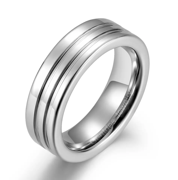 6mm Simple Line, Women's Tungsten Ring, Unique Wedding Band, Shiny Polished Band, Men Ring Band